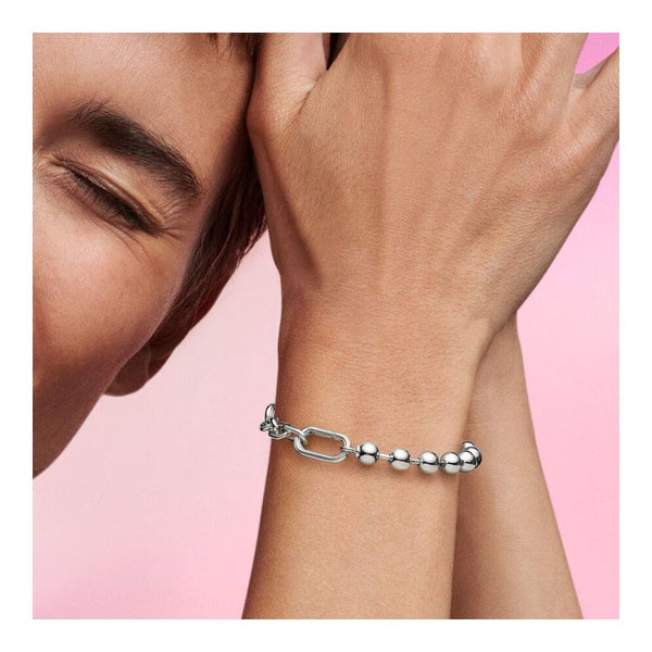 Gliederkettenarmband Metallperlen Sterling-Silber