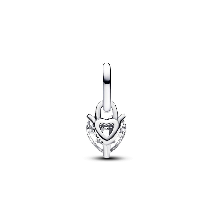Mini-Charm-Anhänger Schlüsselloch Herz Zirkonia Silber