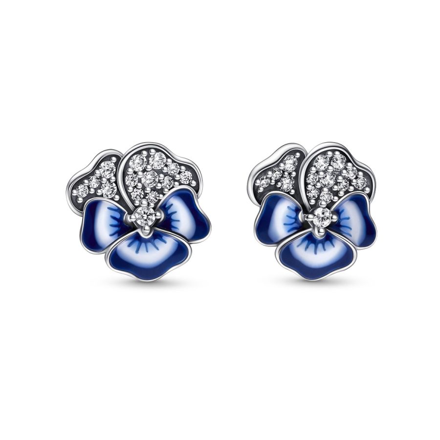 Ohrringe Ohrstecker Blaue Stiefmütterchen Sterlingsilber