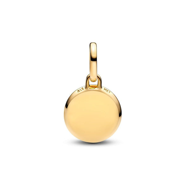 Mini-Medaillon-Charm Grün Gravierbar Vergoldet 763389C01