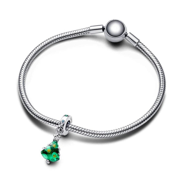 Charm-Anhänger Funkelnder Weihnachtsbaum Kristall Grün Silber