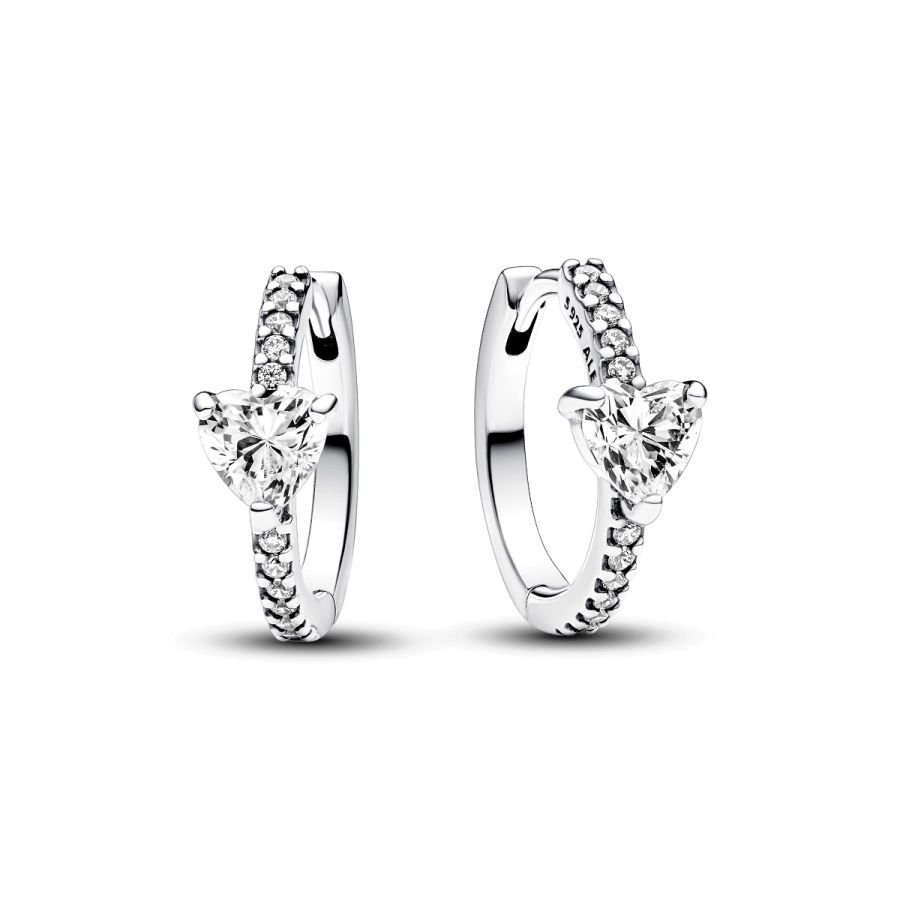 Creolen Ohrringe Funkelndes Herz Zirkonia Sterlingsilber