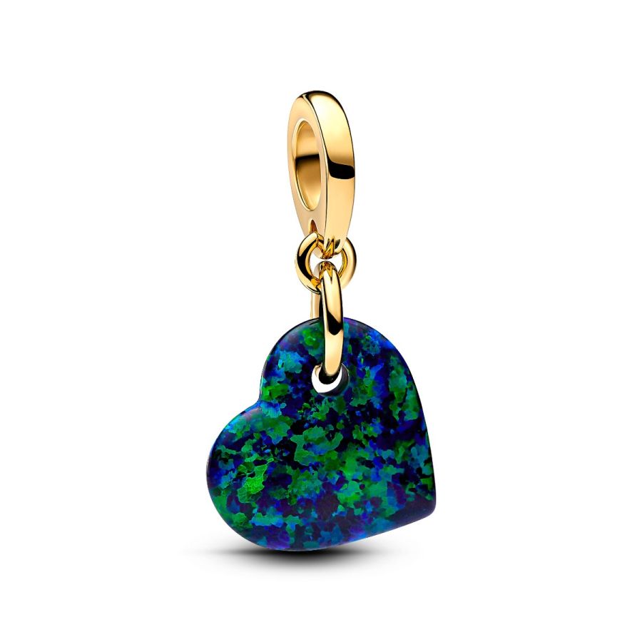 Charm-Anhänger Herz Opal Grün Vergoldet