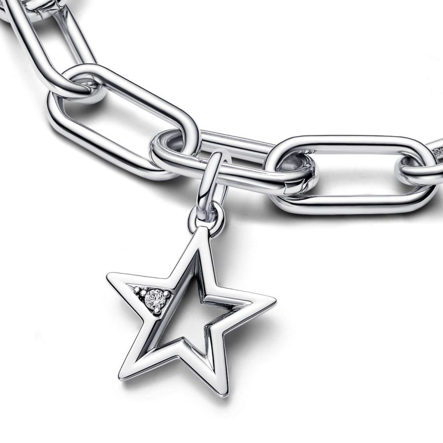 Charm-Medaillon Funkelnder Stern Zirkonia Silber