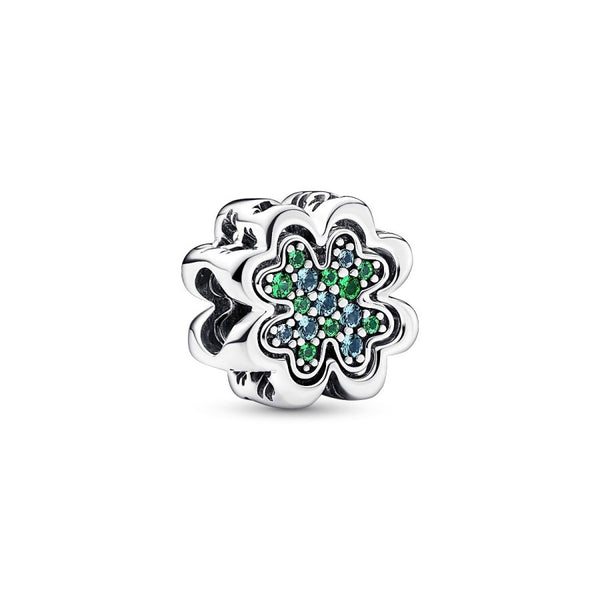 Charm Teilbares Vierblättriges Kleeblatt Sterling-Silber