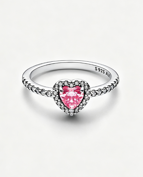 Erhabenes Rosafarbenes Herz Ring