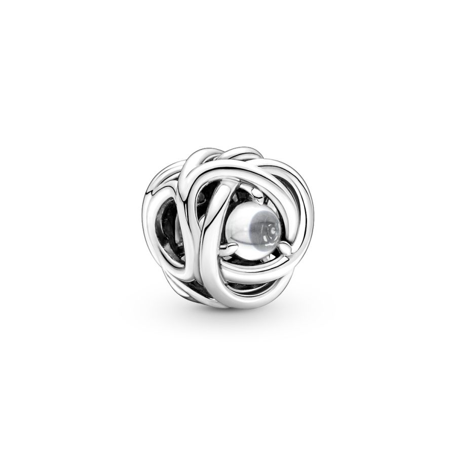 Charm April Geburtsstein Klarer Ewigkeitskreis Silber Hauptbild
