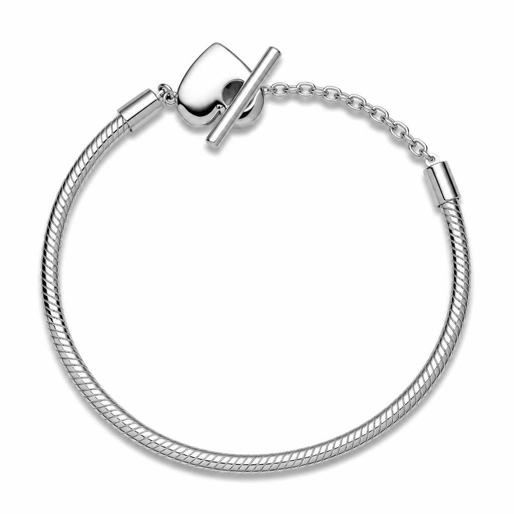 Schlangen-Gliederarmband Moments Herz T-Verschluss