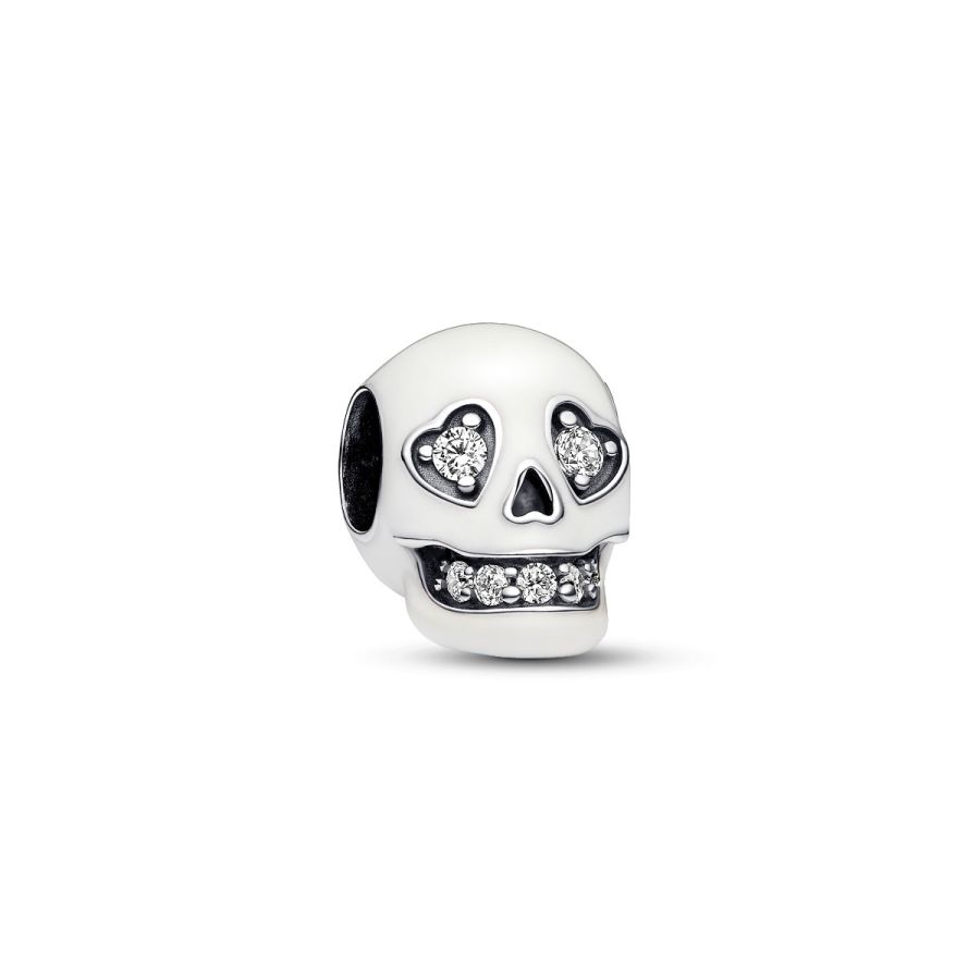 Charm Glow In The Dark Funkelnder Totenkopf Weiss Silber Hauptbild