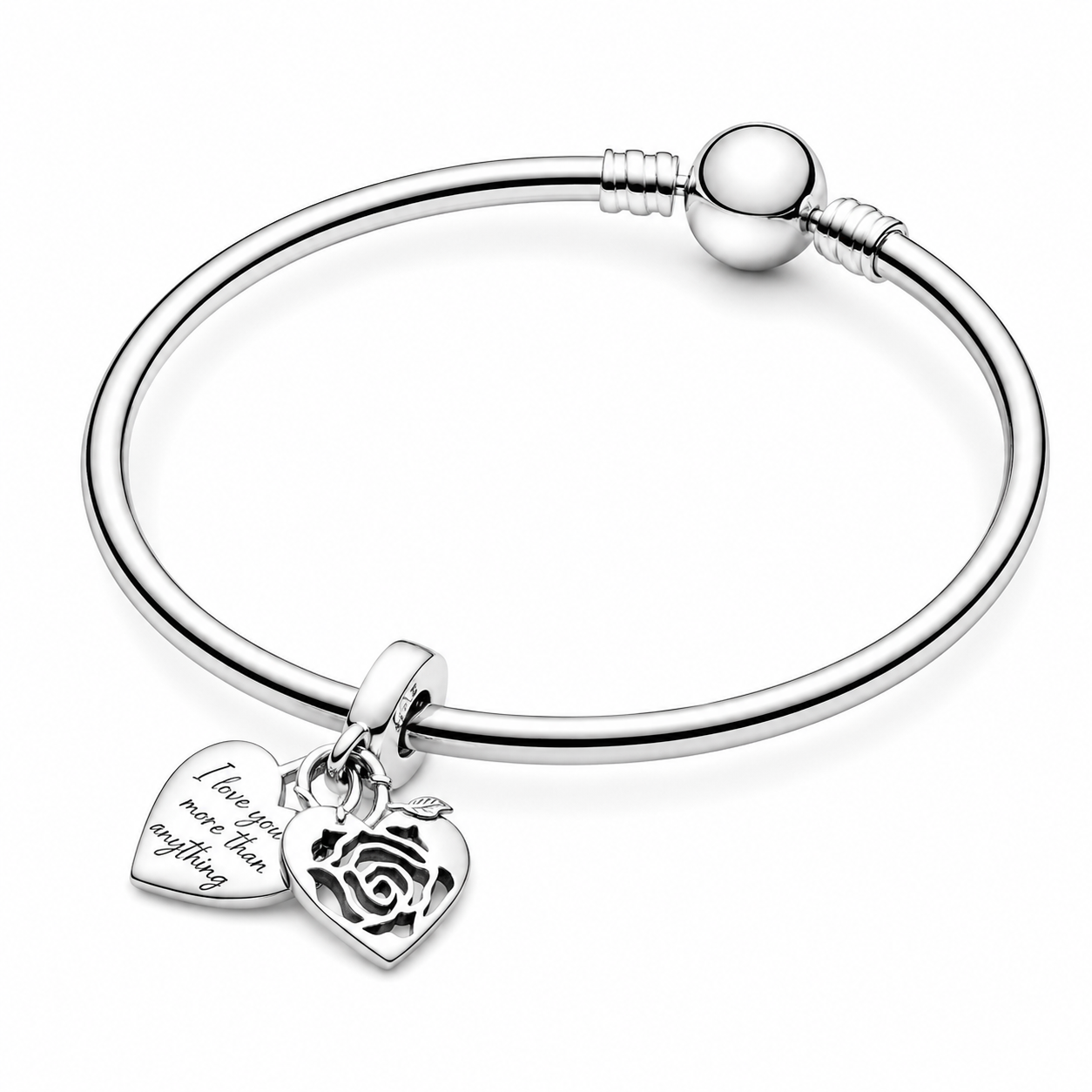 Charm-Anhänger Rose Herzschloss Sterling-Silber