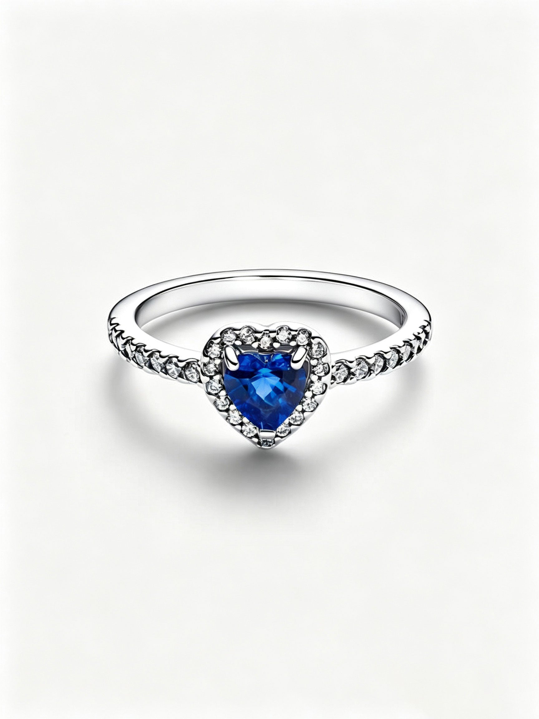 Erhabenes Prinzessinnenblaues Herz Ring Sterling-Silber
