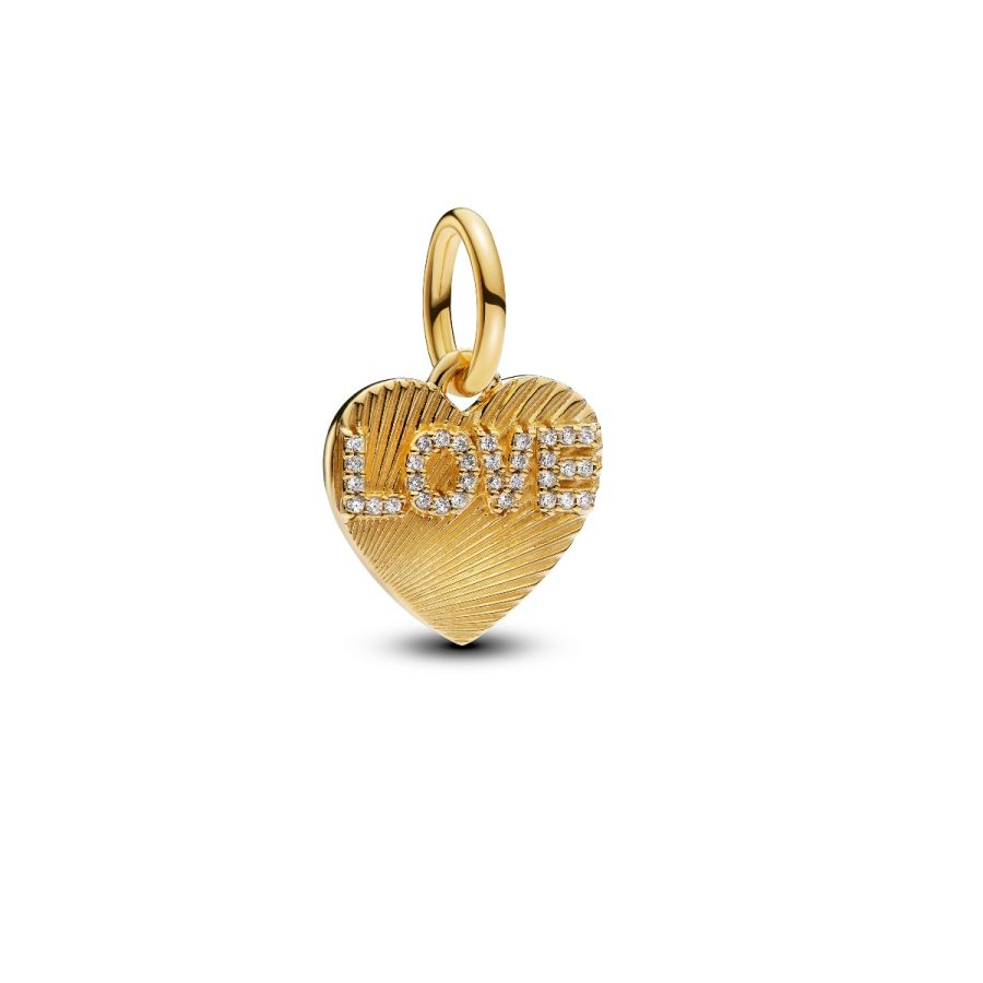 Charm-Anhänger Gravierbarer Love-Herz Zirkonia Vergoldet Hauptbild