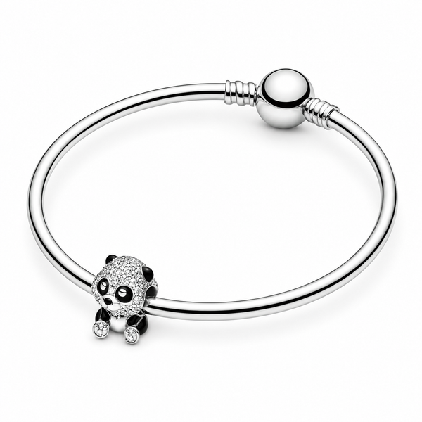 Charm Funkelnder Süßer Panda Sterling-Silber