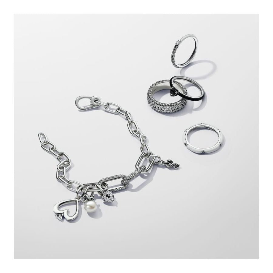 Ring Zirkonia Steine & Emaille Weiss Silber