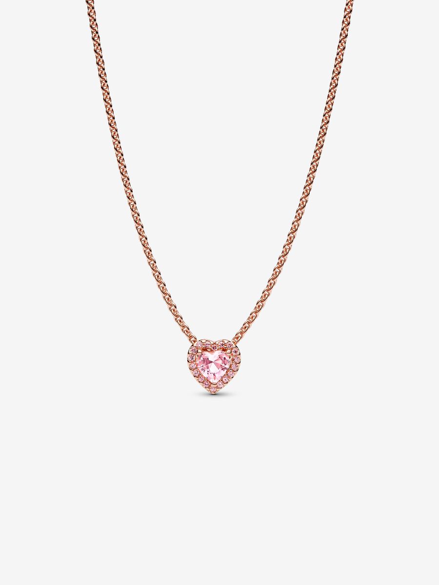 Rosafarbenes Herz Collier 14 Karat rosévergoldet