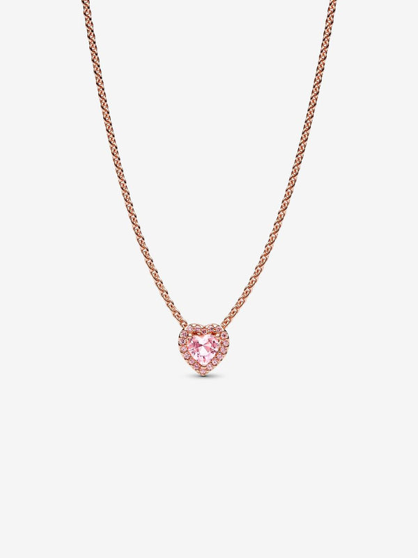 Rosafarbenes Herz Collier 14 Karat rosévergoldet