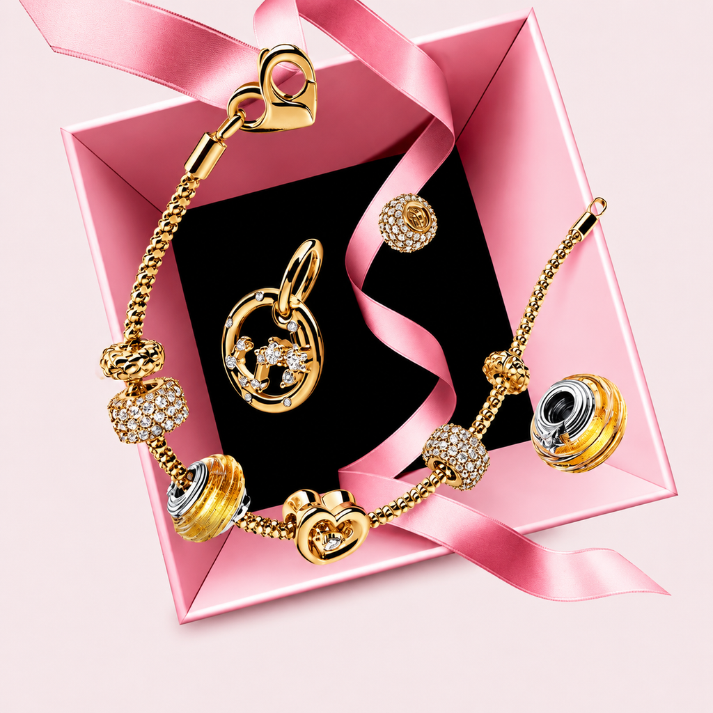 363014C01 Collier-Halskette Drei Sterne Herz Zirkonia Vergoldet