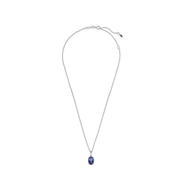 390055C01 Kette mit Anhänger Statement Strahlenkranz Blau Sterlingsilber