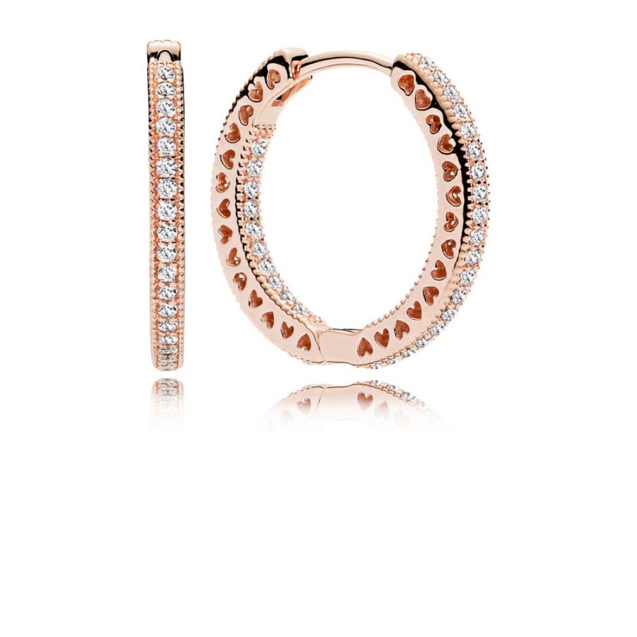 Creolen Funkeln und Herzen 14k Rose Gold Plattiert Hauptbild