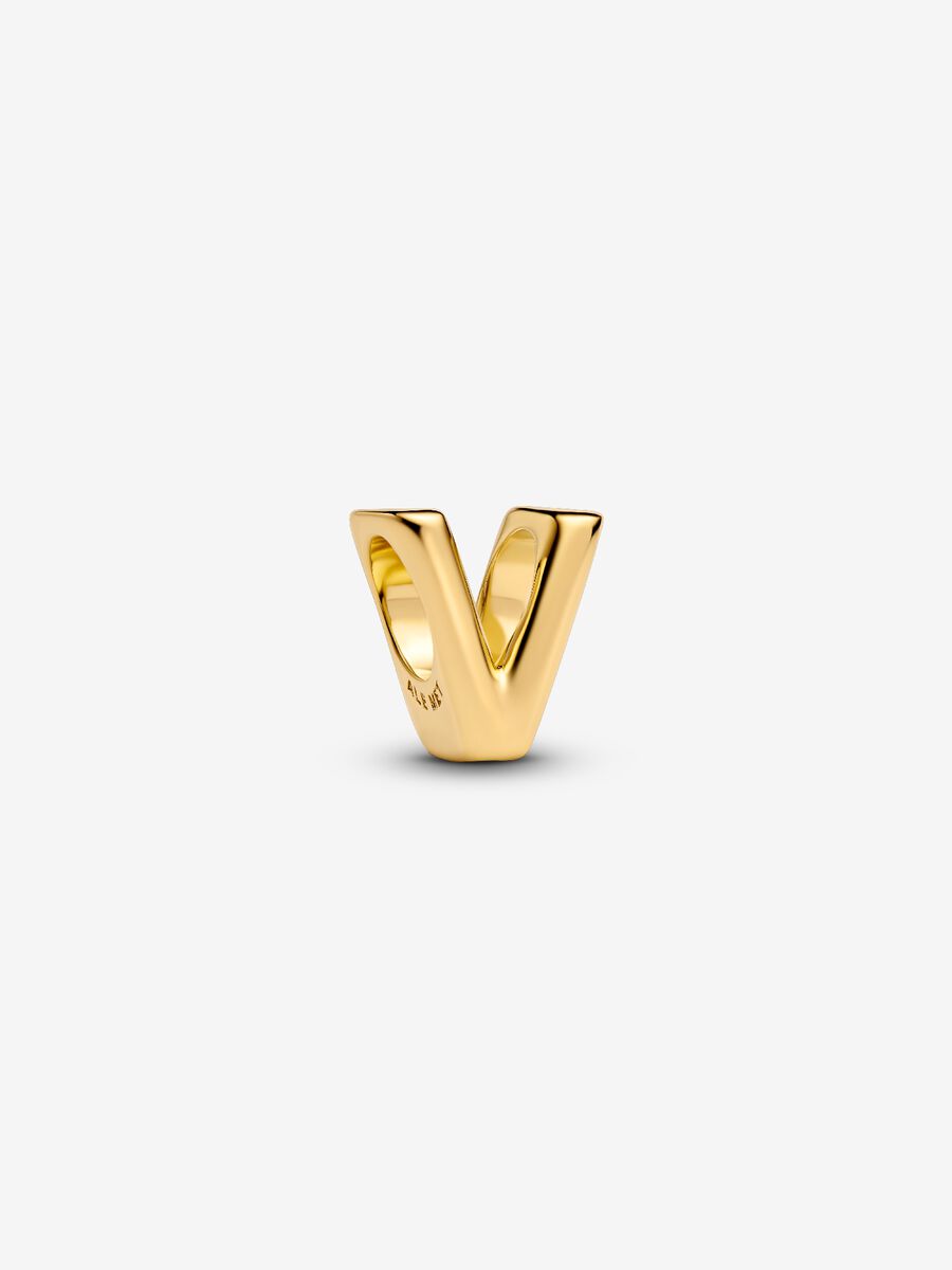 Buchstabe V Alphabet-Mini-Charm 14 Karat Vergoldung Zweitbild