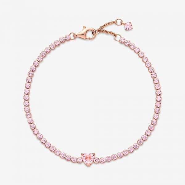 Tennisarmband Funkelndes Herz 14k Rosé Vergoldet