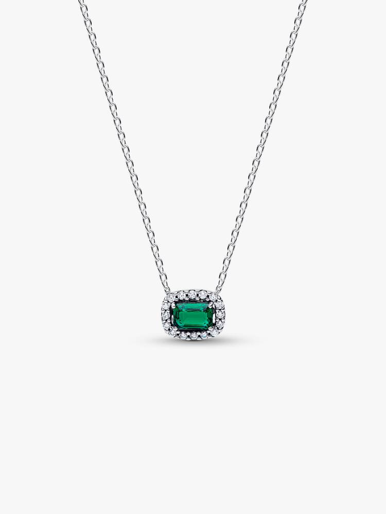 Rechteckiger Funkelnder Strahlenkranz Collier-Halskette Sterling-Silber
