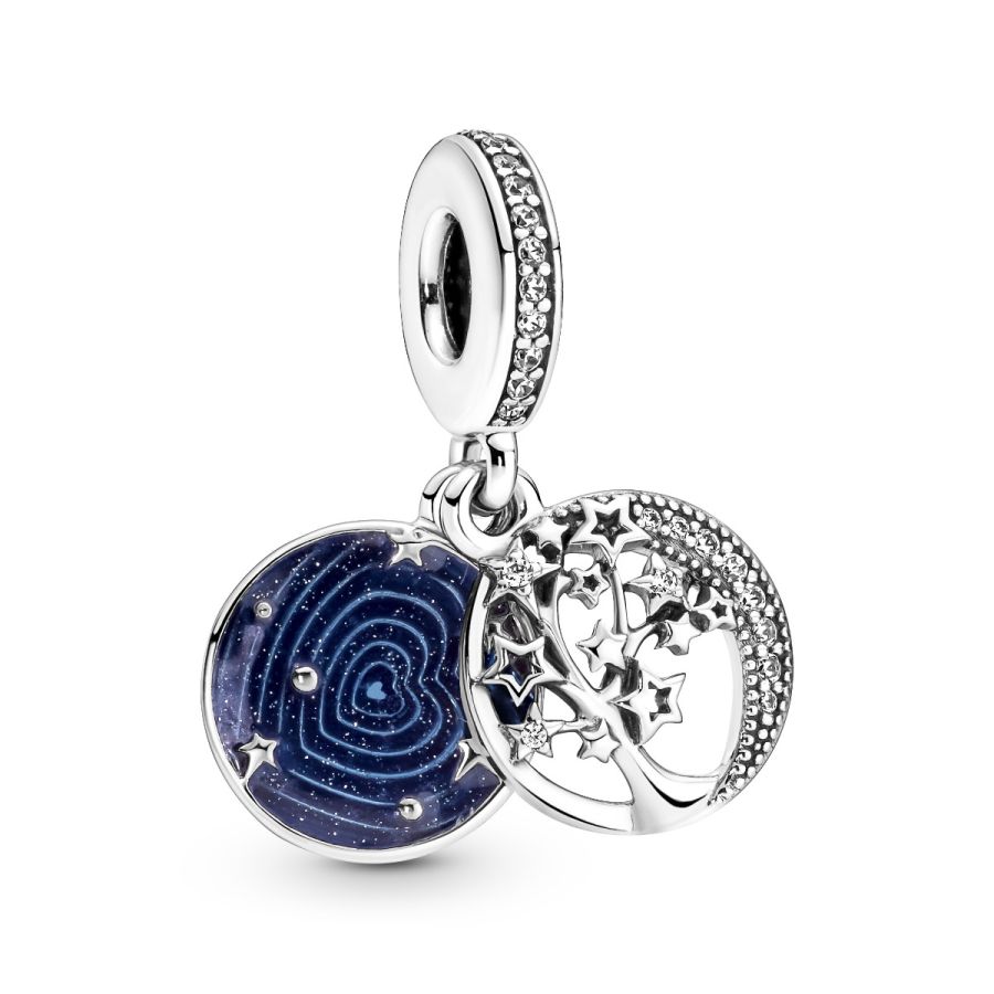 Charm-Anhänger Doppelter Baum & Galaxis Mond  Sterling-Silber Hauptbild