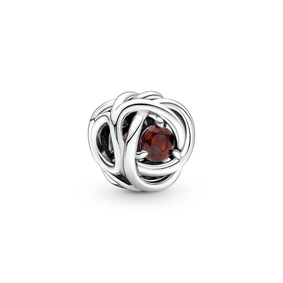 Charm Januar Geburtsstein Roter Ewigkeitskreis Sterling-Silber Hauptbild