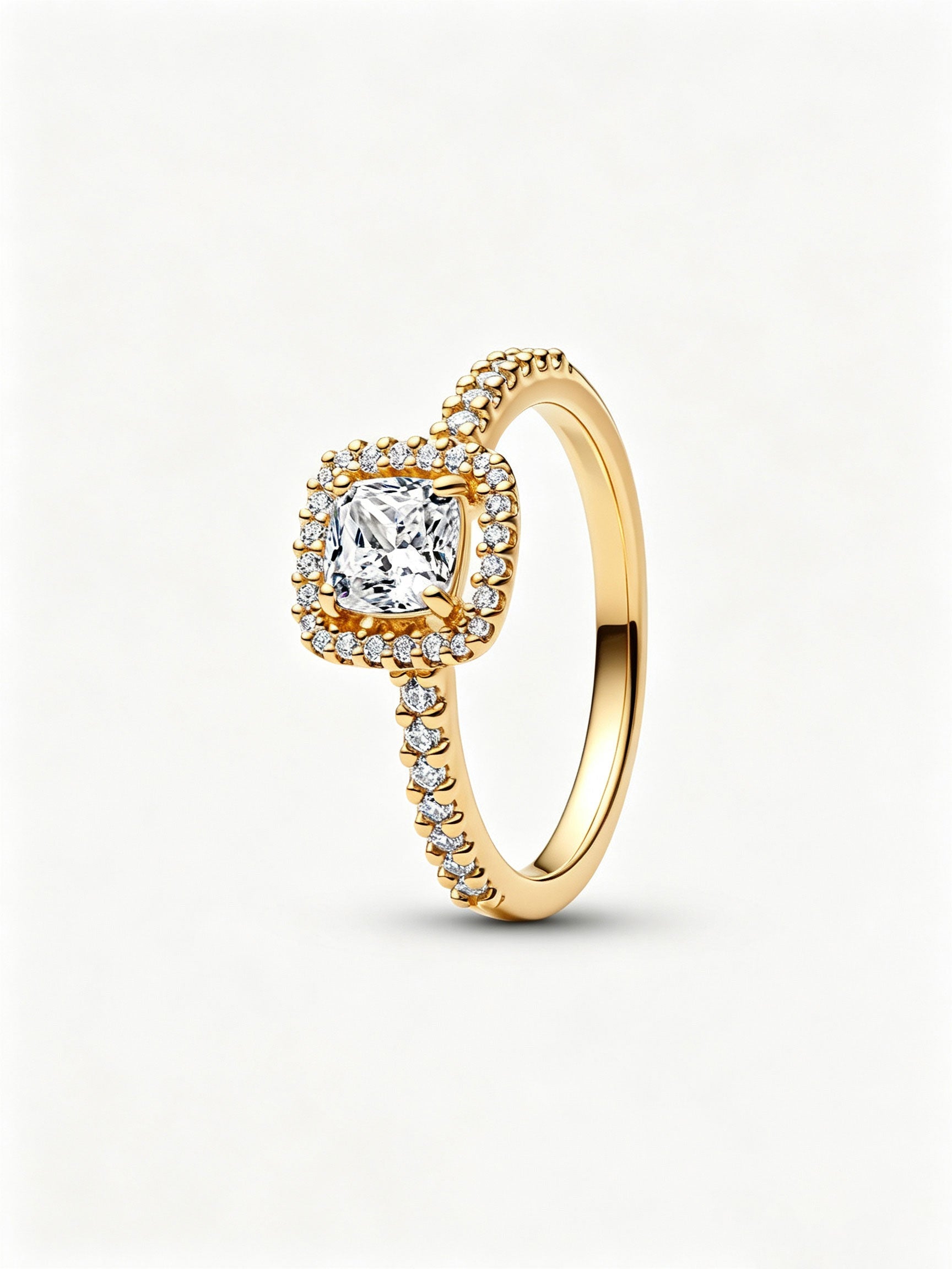 Sparkling Square Clear Halo Ring 14 Karat Vergoldung Hauptbild