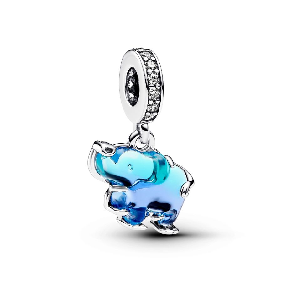 Charm-Anhänger Elefant Murano Zirkon Blau Silber Hauptbild