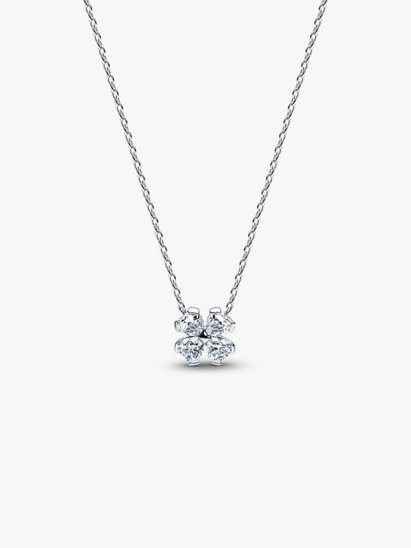 Funkelndes Glückskleeblatt Anhänger-Halskette Sterling-Silber