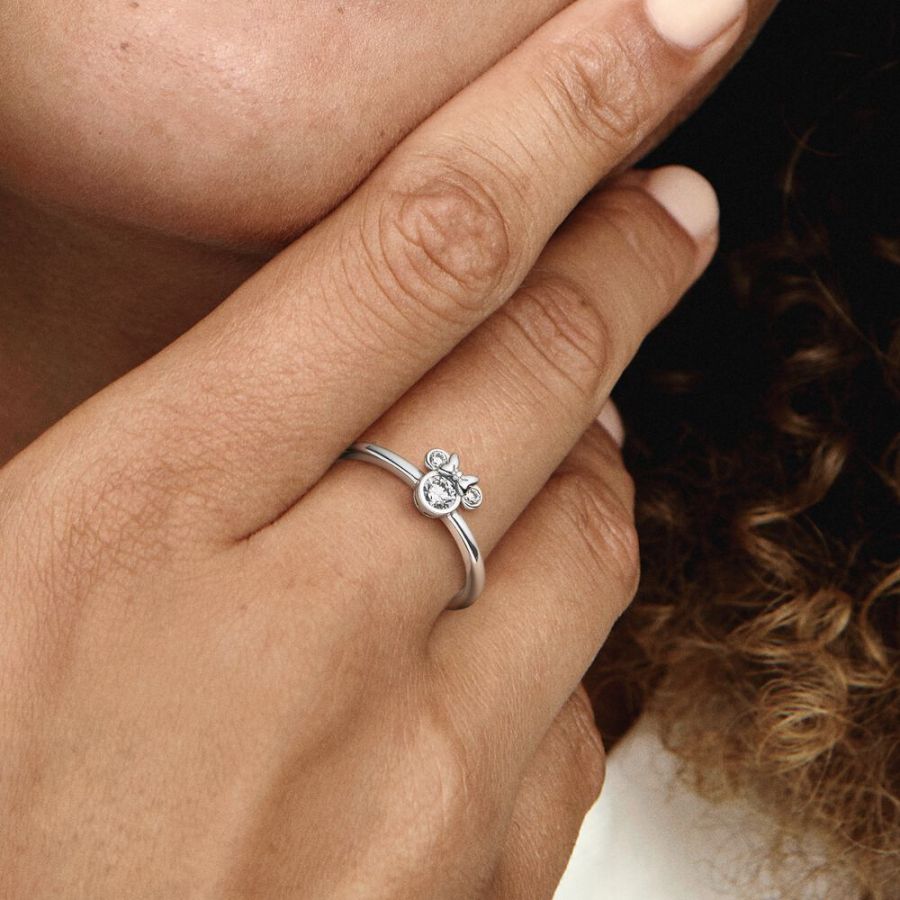 Ring Minnie Maus Funkelnder Kopf Sterling-Silber Zweitbild