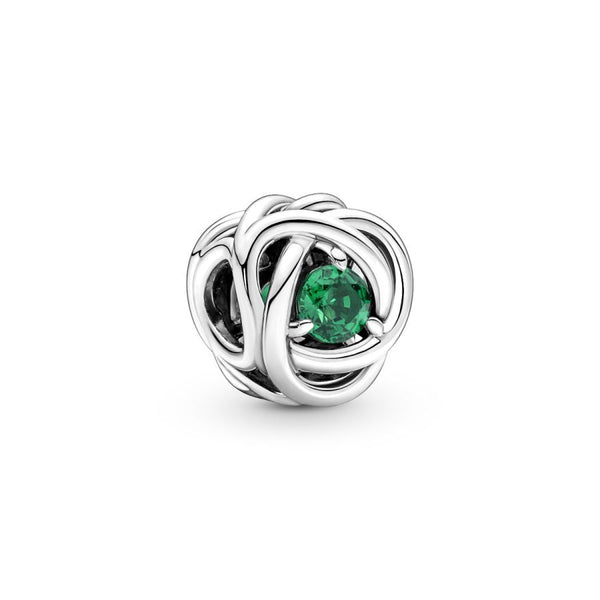 Charm Mai Geburtsstein Royalgrüner Ewigkeitskreis Silber