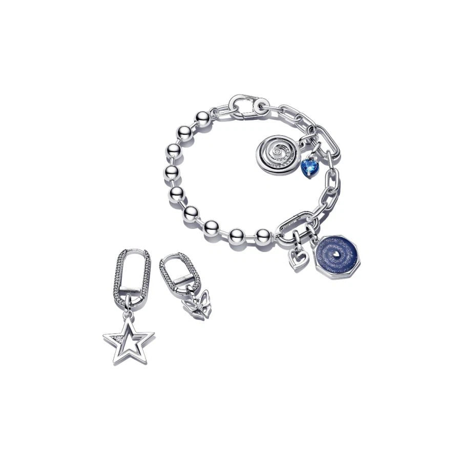 Gliederkettenarmband Metallperlen Sterling-Silber