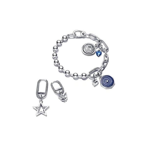 Gliederkettenarmband Metallperlen Sterling-Silber