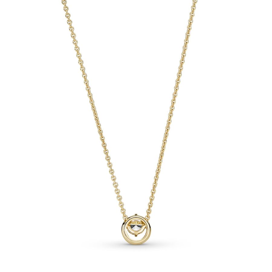 361174C01 Kette mit Anhänger Funkelnder Runder Strahlenkranz Vergoldet