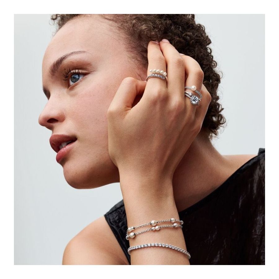 Kettenarmband Süßwasserzuchtperle Silber