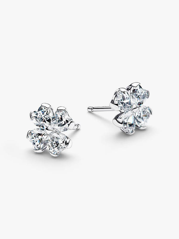 Funkelndes Glückskleeblatt Ohrstecker Sterling-Silber