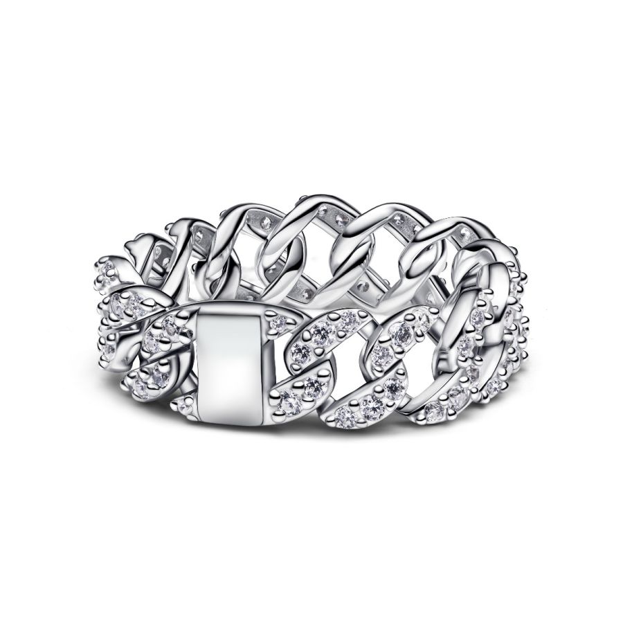 Ketten-Ring Pavé Cuban Zirkon Sterling-Silber Hauptbild