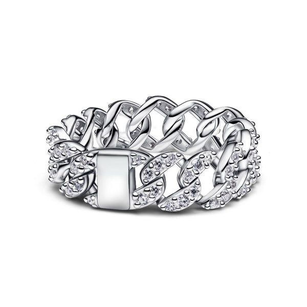 Ketten-Ring Pavé Cuban Zirkon Sterling-Silber