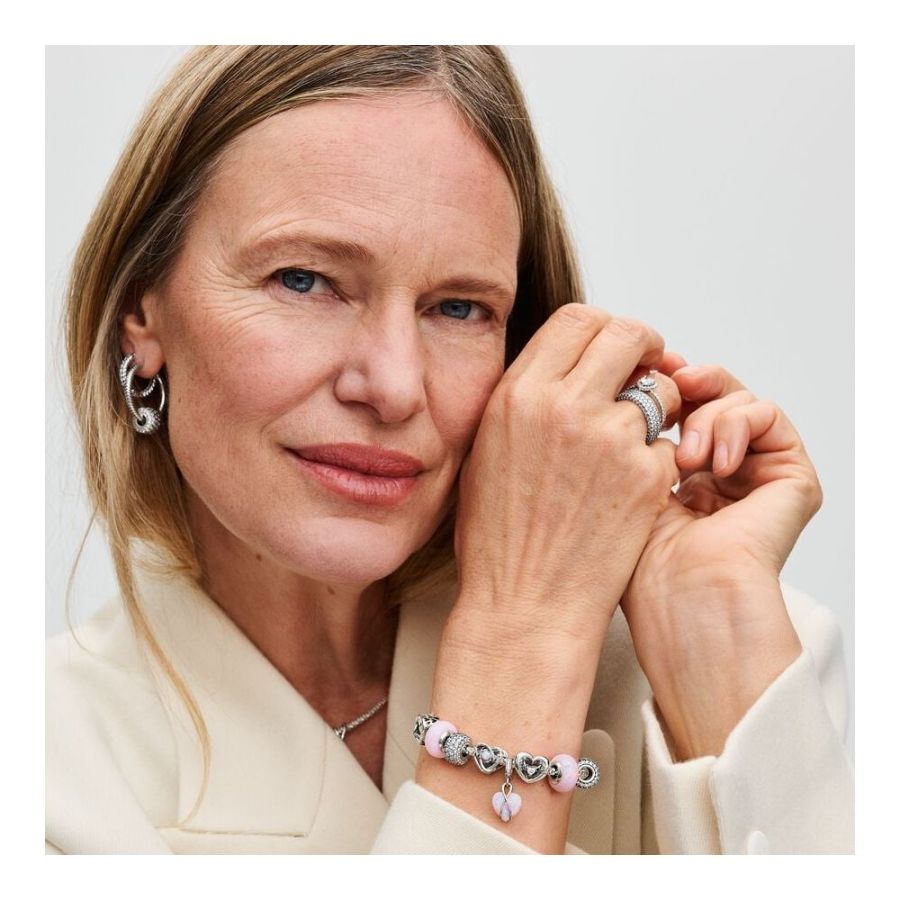Charm Mama & Herz Opal Rosa Sterling-Silber Zweitbild
