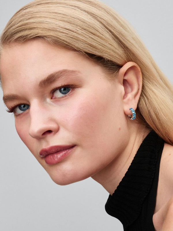 Hellblaue Creolen-Ohrringe Sterling-Silber