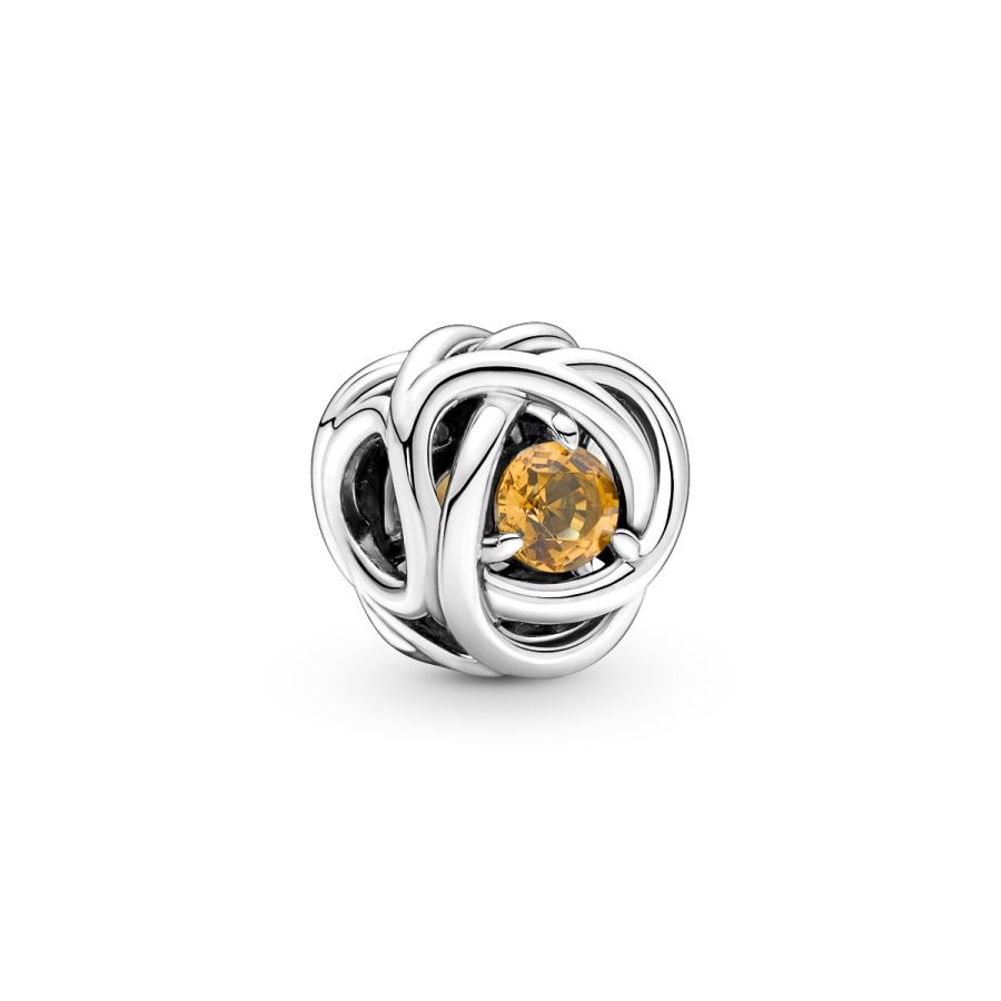 Charm November Geburtsstein Honigfarbener Ewigkeitskreis Silber Hauptbild