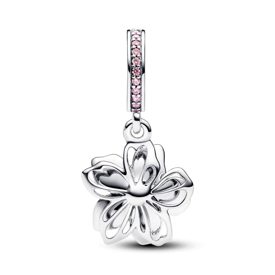 Charm-Anhänger Kirschblüten Zirkonia Silber