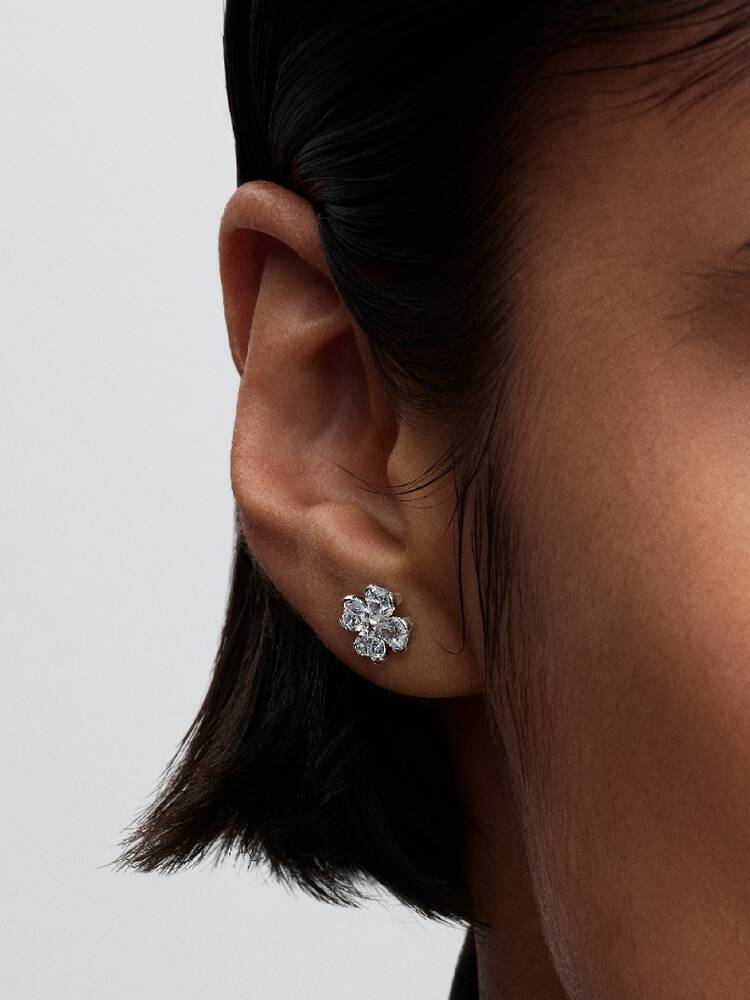 Funkelndes Glückskleeblatt Ohrstecker Sterling-Silber Zweitbild