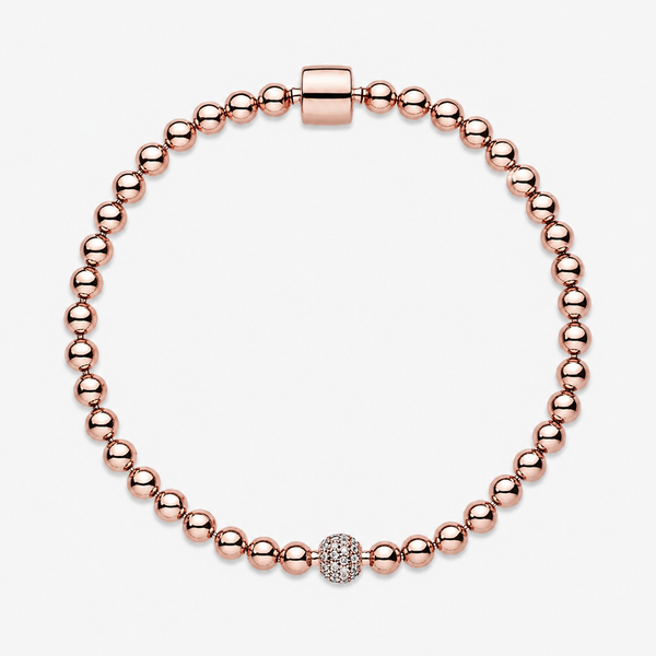 Rose  Armband Kugel & Pavé 14 K Rosévergoldet