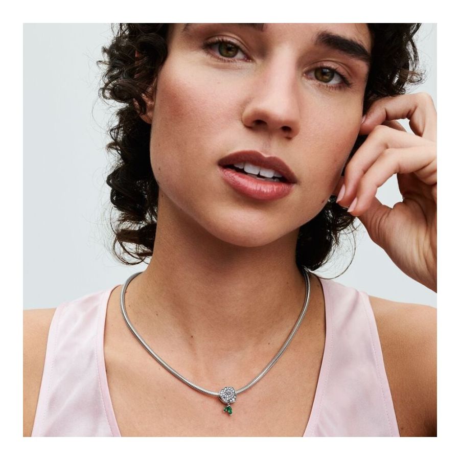 Charm Funkelnde Blühende Rose Zirkon Sterling-Silber Zweitbild