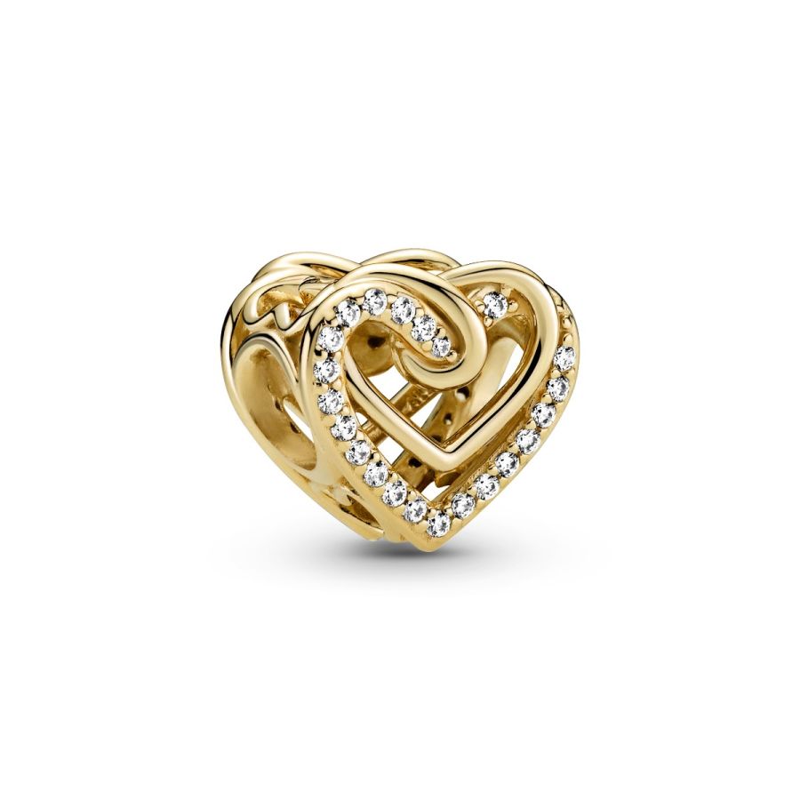 Charm Funkelnde Verschlungene Herzen 14k Vergoldet Zweitbild