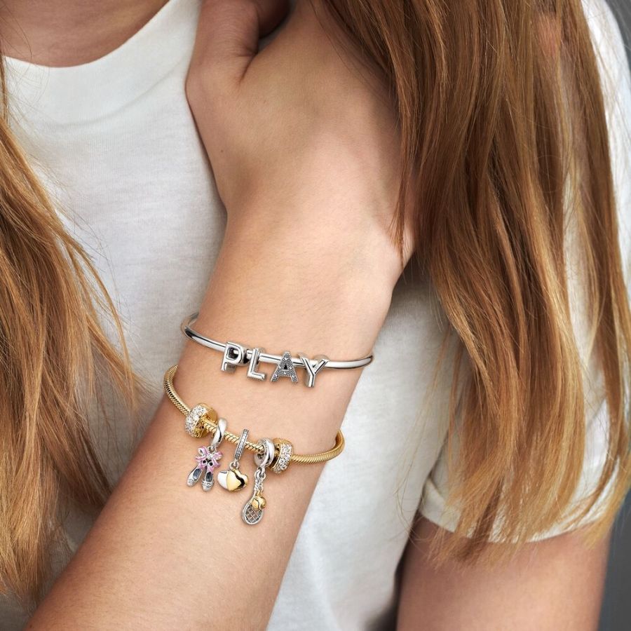 Charm Clip Zweireihiges Pavé Sterling-Silber