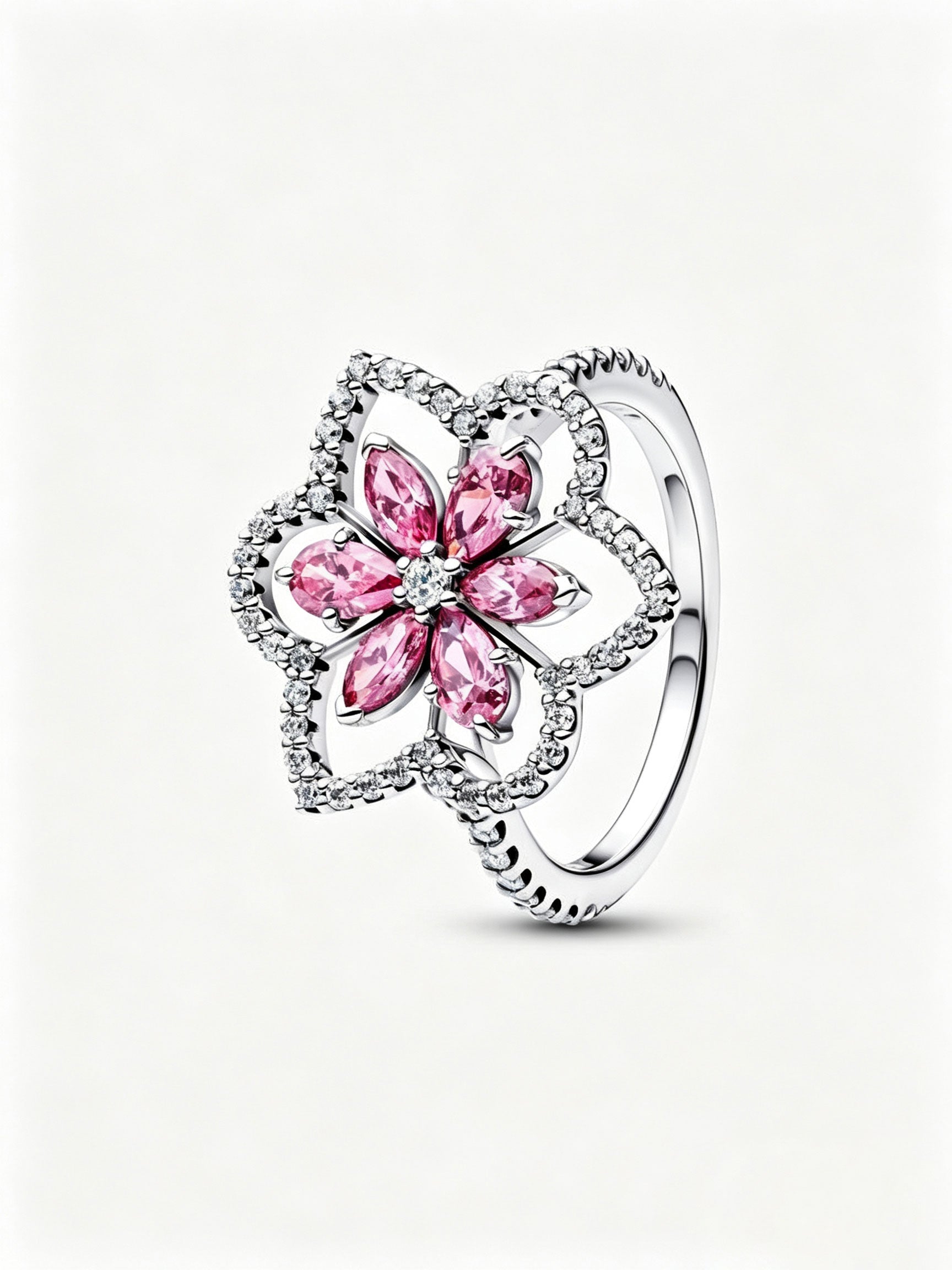 Doppelte Blume Cocktailring Sterling-Silber